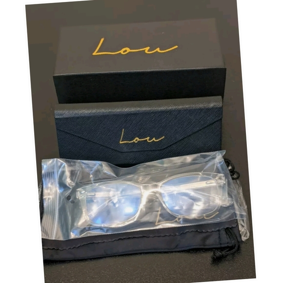 Lou Clear Framed BLUE BLOCKERS Sunglasses Case Cleaning Cloth Bag UV400 … - Picture 1 of 12